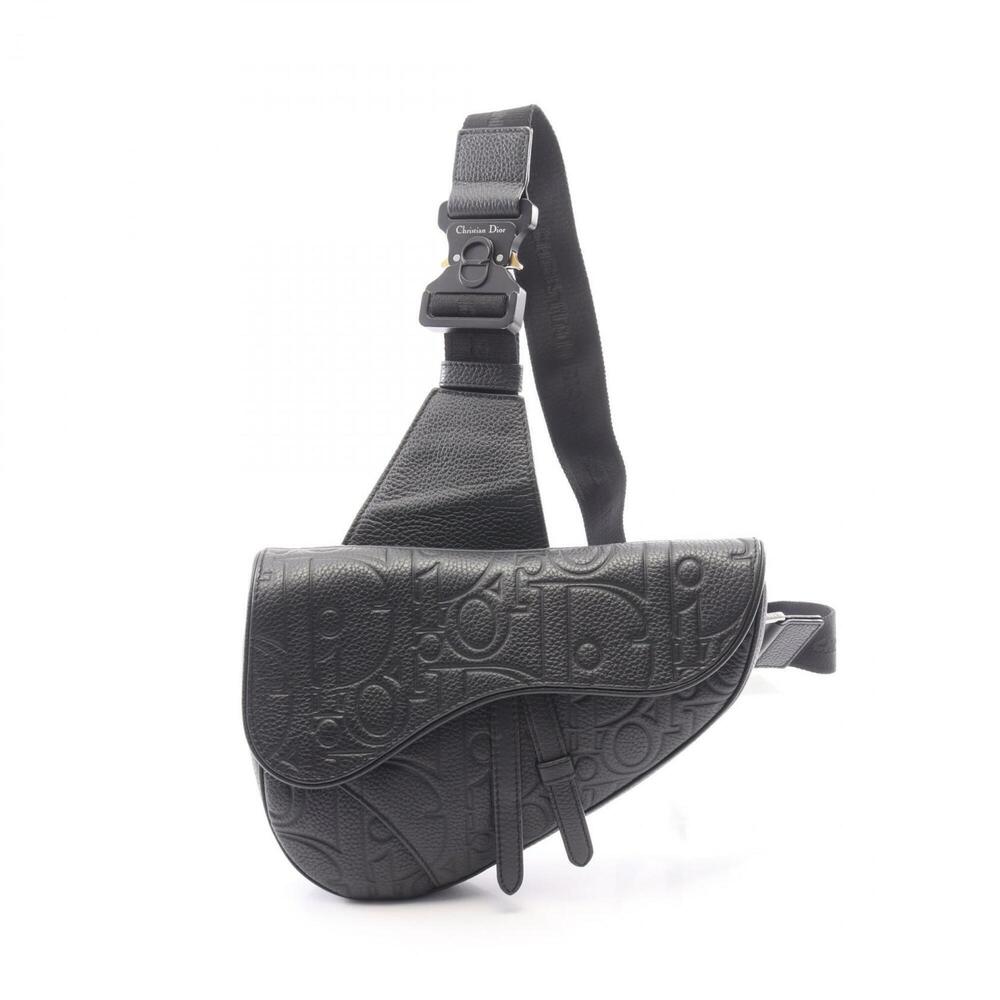 Christian Dior Dior Saddle Bag Gravity Waist Body Handbag Leather Men's Black...